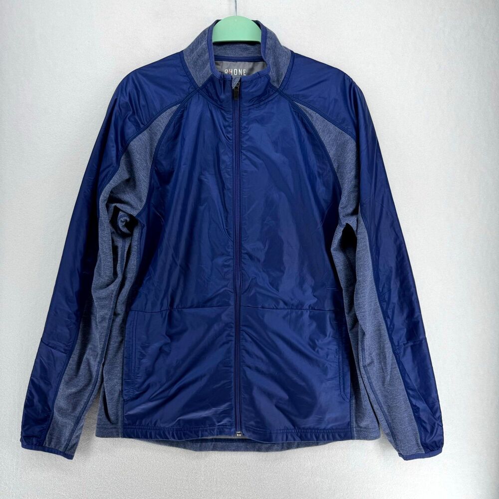 Rhone Men Full‎ Zip Jacket Blue Heathered Athletic Performance Size M